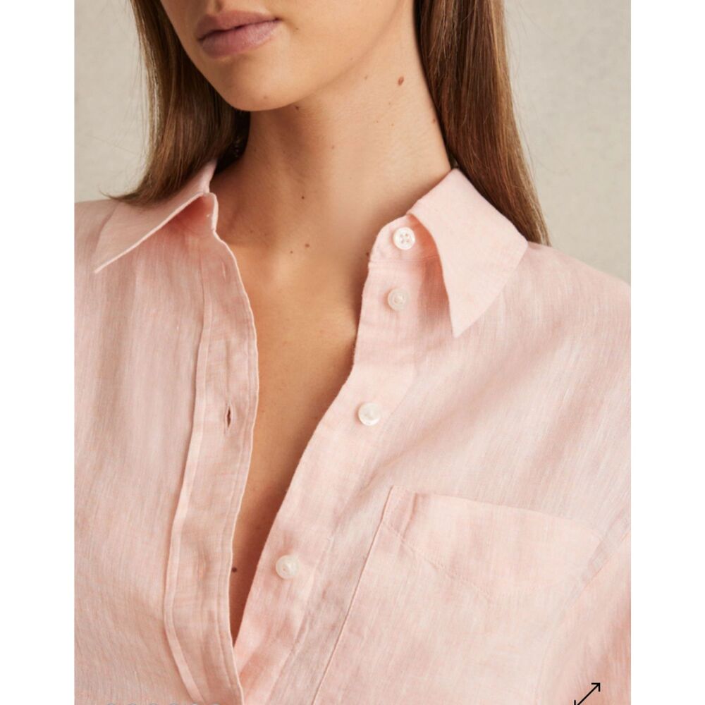 Reiss NWT 100% Linen Oversized Button-Down Blouse - Minimalist Coastal - Size 8 - Picture 3 of 6